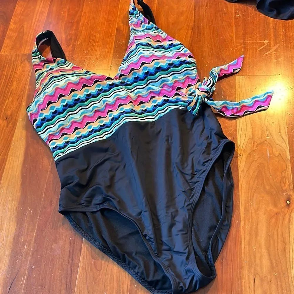 Amavi geo print wrap one piece swimsuit
